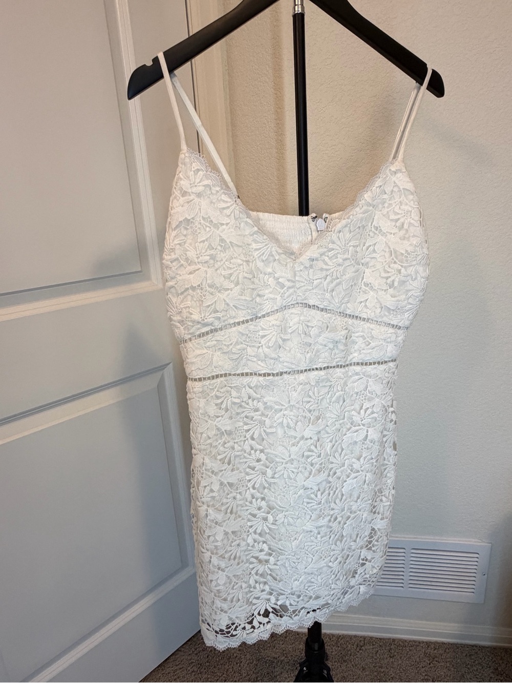 Abercrombie & Fitch White Lace Midi Dress Spaghetti Strap Size LP